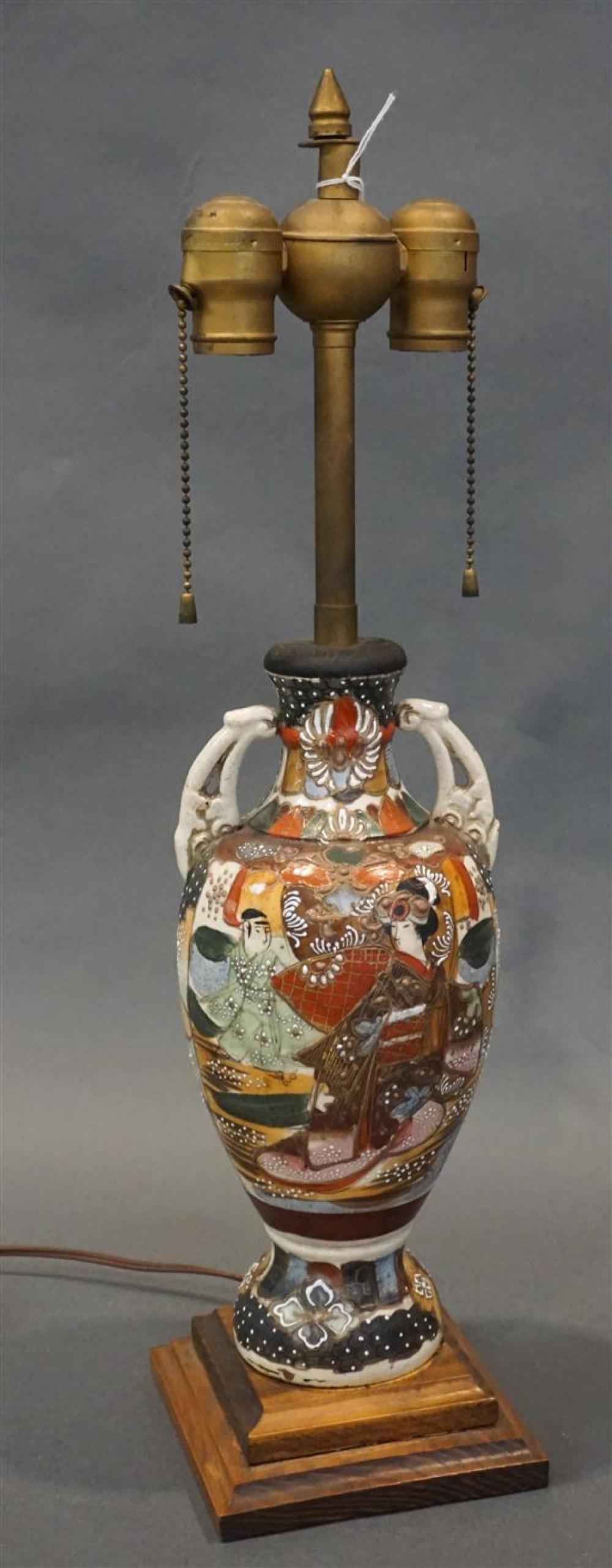 JAPANESE EARTHENWARE VASE MOUNTED