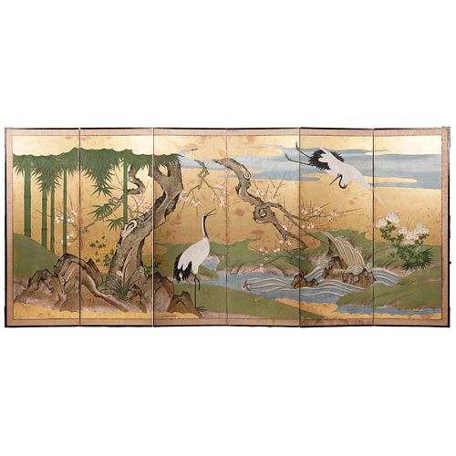 JAPANESE EDO PERIOD SIX PANEL FLOOR