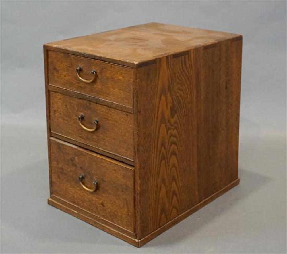 JAPANESE ELMWOOD THREE-DRAWER TABLE