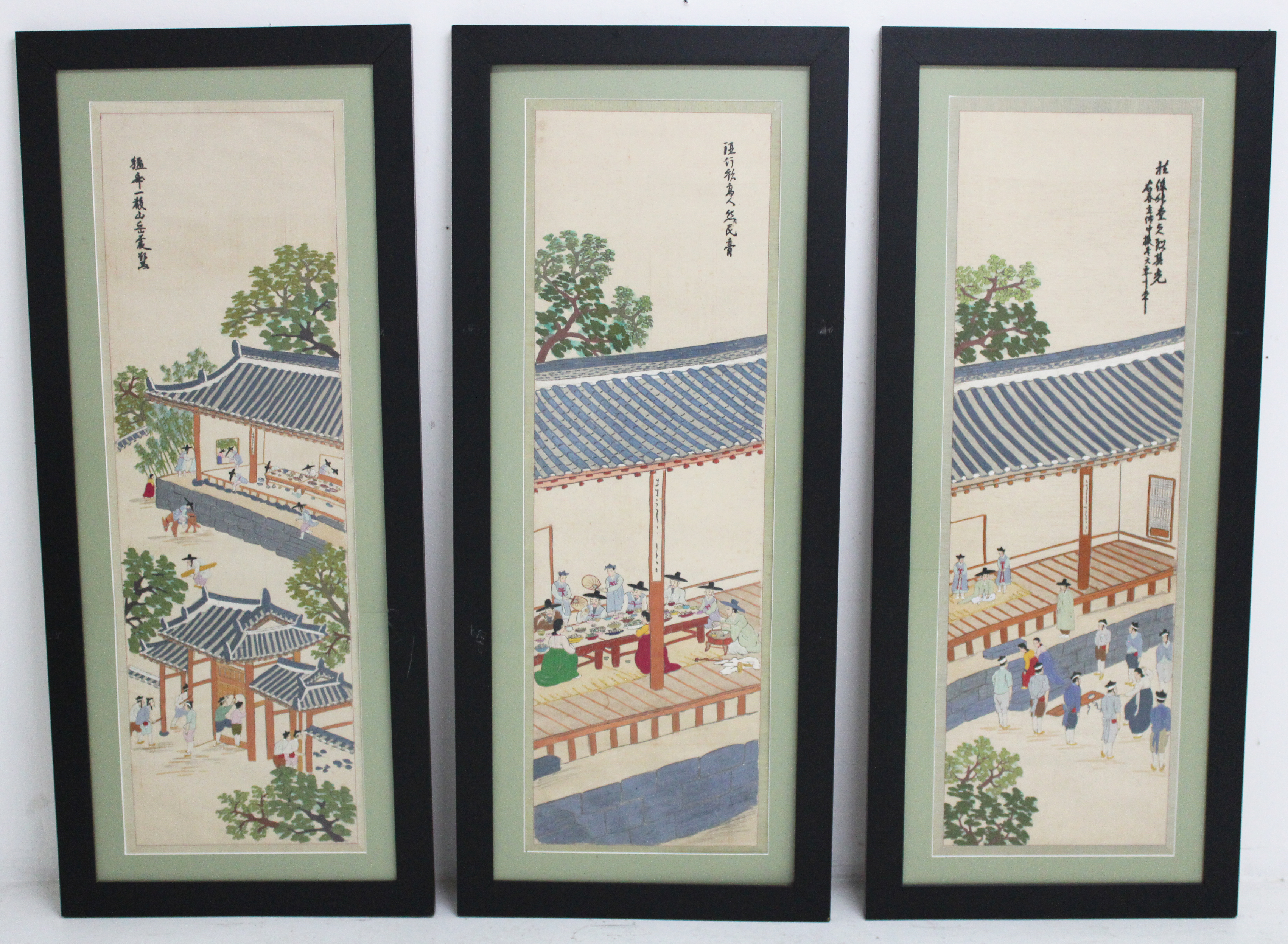 JAPANESE EMBROIDERY TRIPTYCH