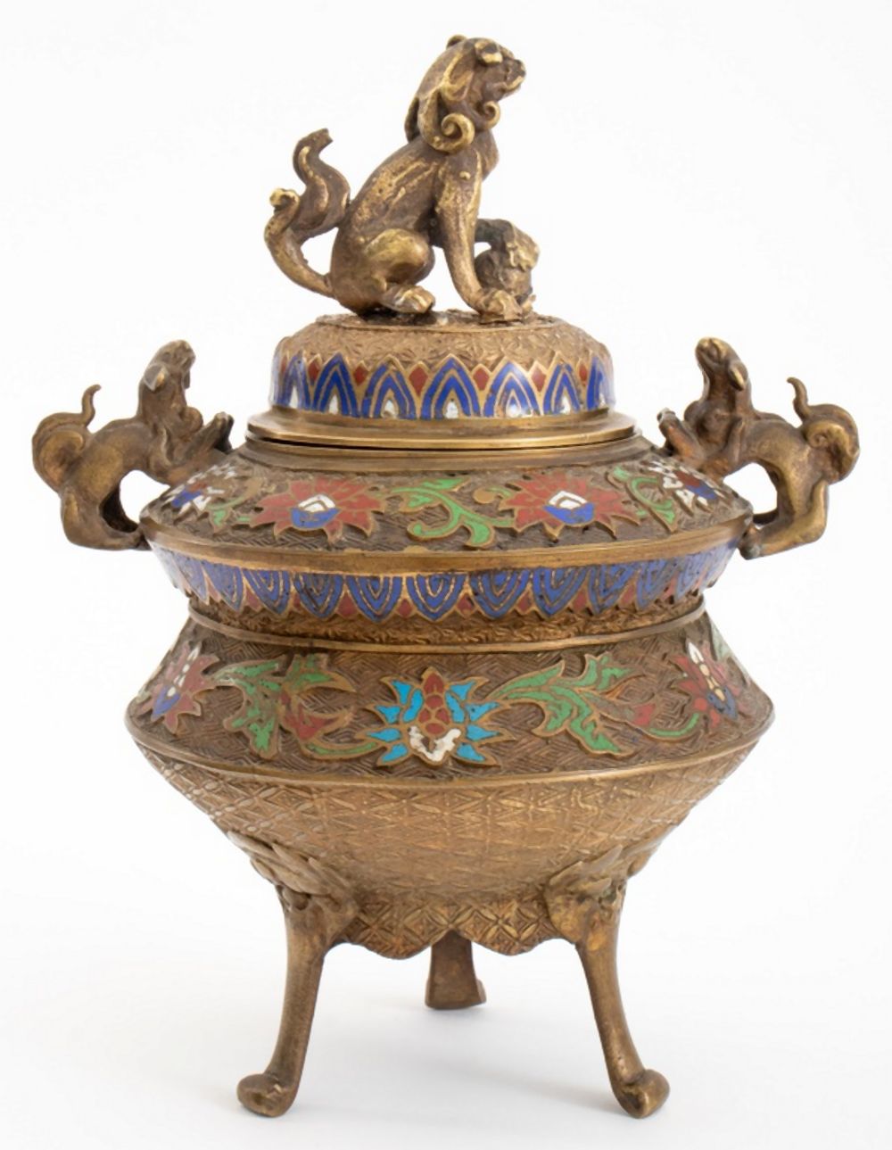 JAPANESE ENAMEL BRASS COVERED