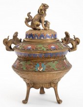 JAPANESE ENAMEL BRASS COVERED