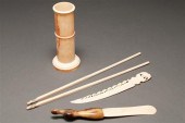 Japanese etched ivory cylindri