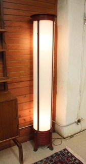 JAPANESE FLOOR LAMP, A RED LAC