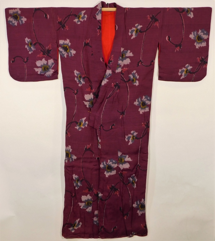 JAPANESE FLORAL MAROON TOMESODE