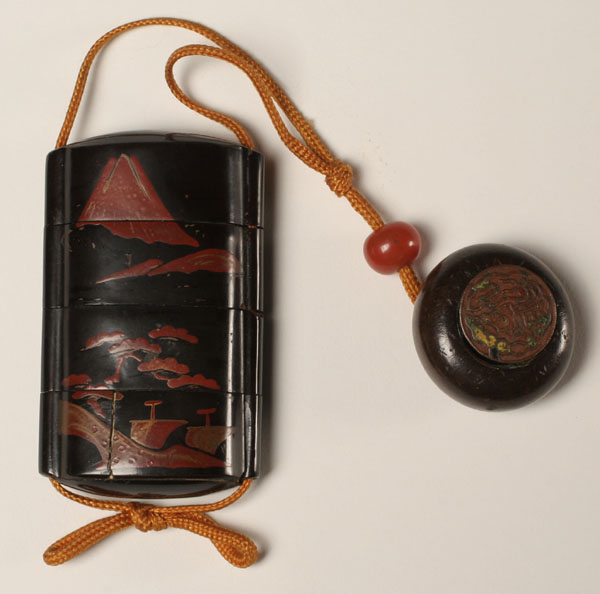Japanese four case lacquer inro