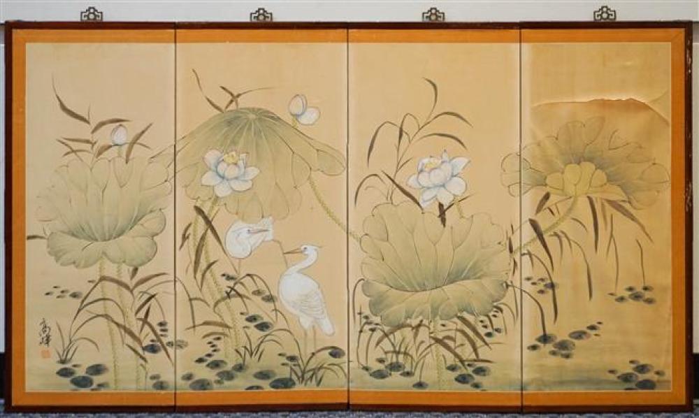 JAPANESE FOUR-FOLD FLOOR SCREEN