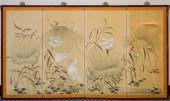 JAPANESE FOUR-FOLD FLOOR SCREE