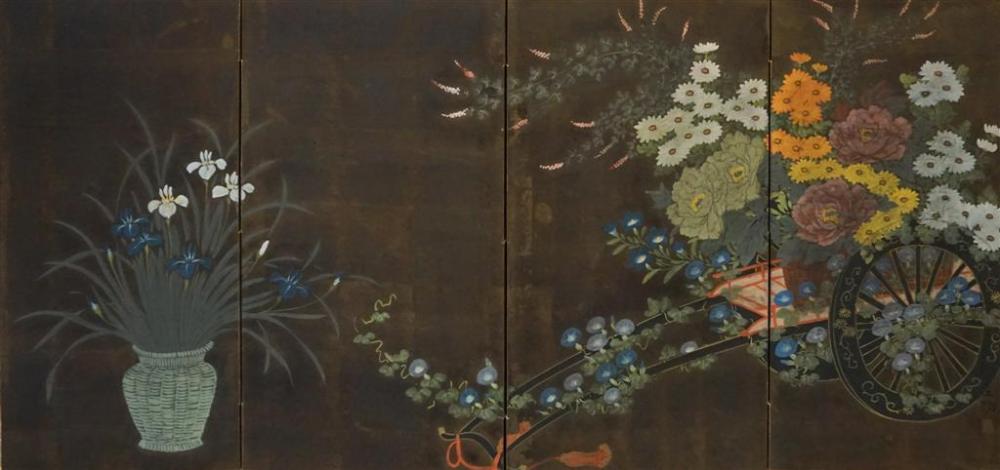 JAPANESE FOUR-FOLD TABLE SCREEN, 36