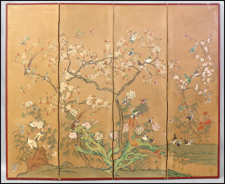 JAPANESE FOUR PANEL FLOOR SCREEN.