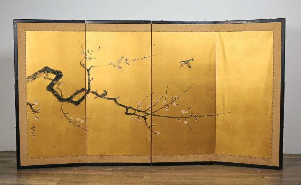 JAPANESE FOUR PANEL PAINTED
