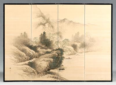 Japanese four panel screen, ink and
