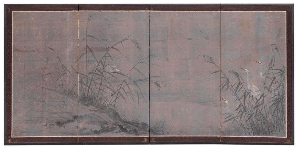 JAPANESE FOUR-PANEL SCREEN LATE EDO