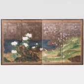 JAPANESE FOUR PANEL SCREENInk