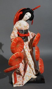 JAPANESE GEISHA DOLL ON STAND,