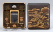 JAPANESE GILT AND BLACK LACQUE