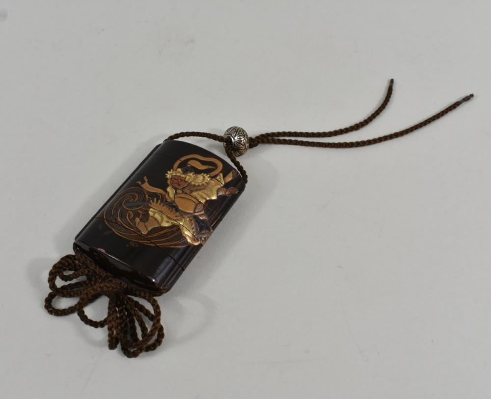 JAPANESE GILT AND BLACK LACQUER