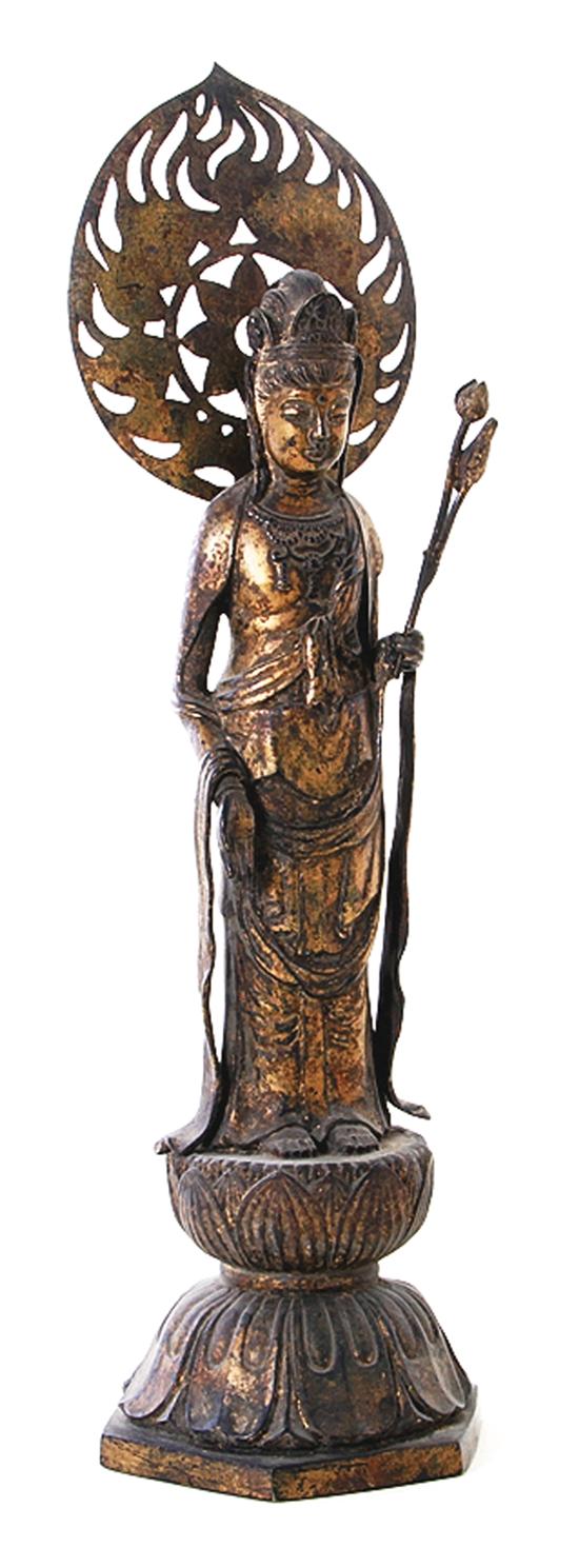 Japanese gilt bronze figure of