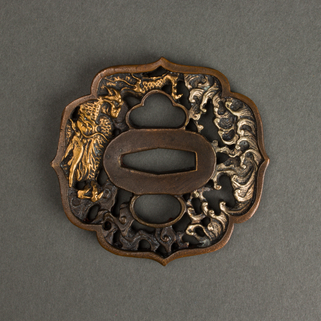 JAPANESE GILT BRONZE TSUBA Japanese