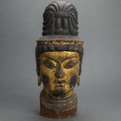 JAPANESE GILT PAINTED WOOD HEA