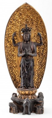 JAPANESE GILT WOOD AMIDA BUDDH