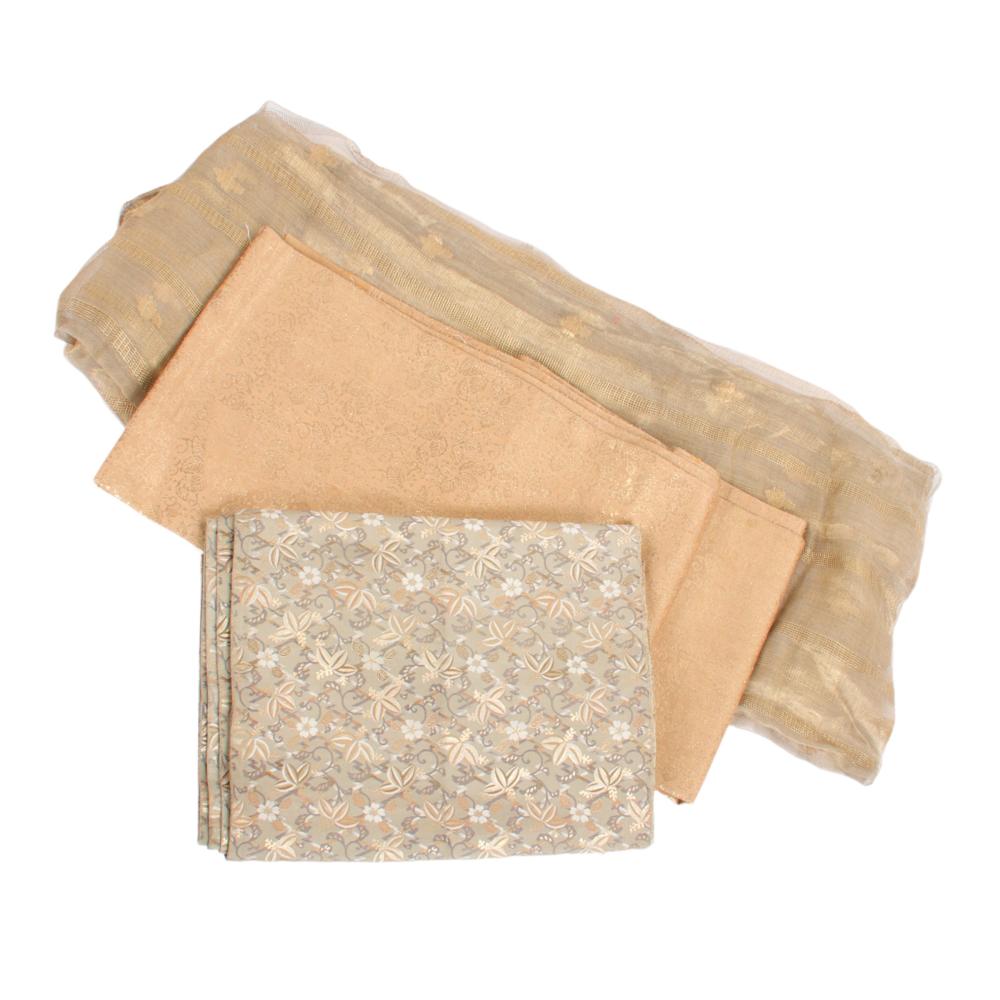 JAPANESE GOLD FLORAL SILK OBI,