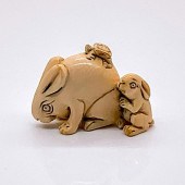 JAPANESE HAND CARVED BONE WOOD