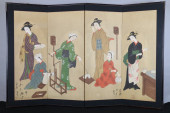 JAPANESE HAND PAINTED FOUR PAN