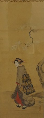 JAPANESE HANGING SCROLL OF A C