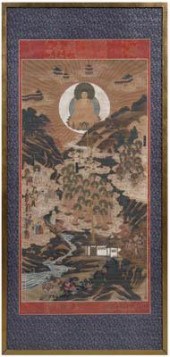 Japanese hanging scroll of Bud
