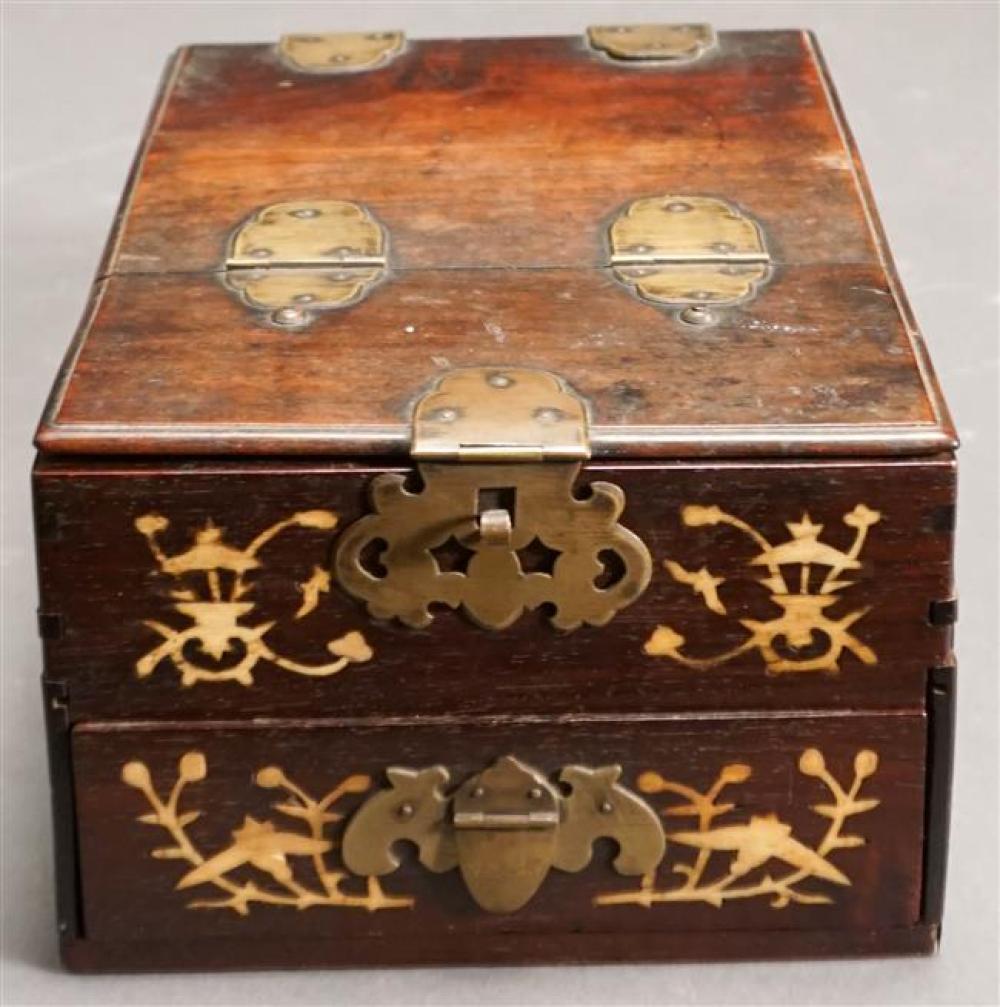 JAPANESE HARDWOOD AND BRASS MOUNTED