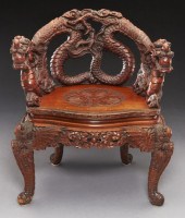 Japanese hardwood carved armch