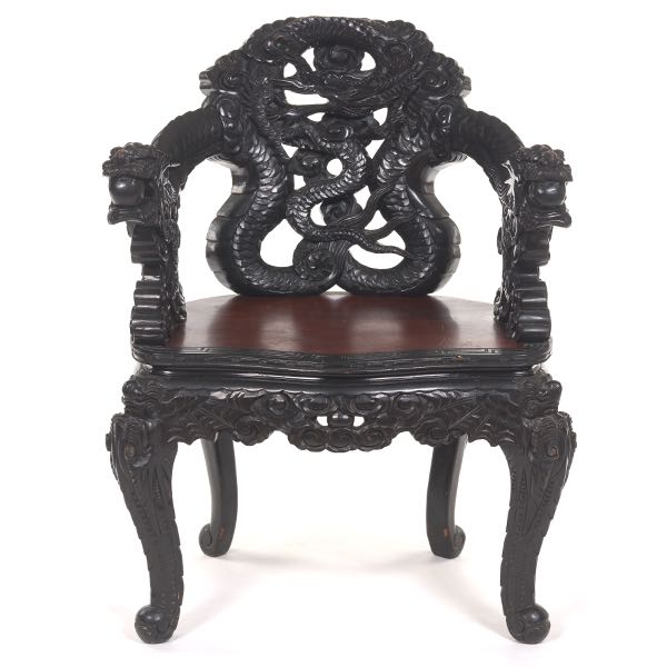 JAPANESE HARDWOOD DRAGON CHAIR