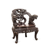 JAPANESE HEAVILY CARVED HARDWO