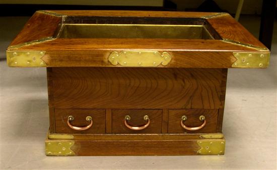 Japanese Hibachi  mahogany  brass