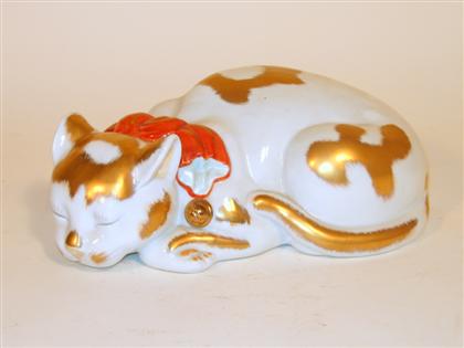 Japanese Hirado style porcelain cat