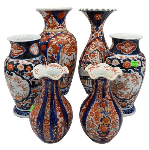 JAPANESE IMARI PORCELAIN VASESSix