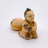 JAPANESE INKED CARVED BONE NET