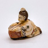JAPANESE INKED CARVED BONE NET