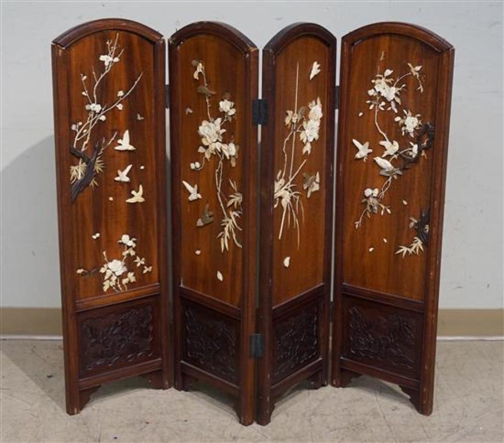 JAPANESE INLAID WOOD FOUR-FOLD