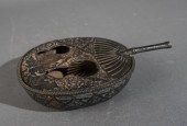 JAPANESE IRON FAN-FORM BRAZIER