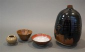 JAPANESE IRON GLAZE JUG, BOWL,