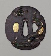 Japanese iron kinko tsuba , qu