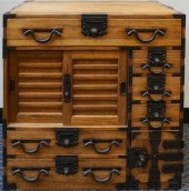 JAPANESE IRON MOUNTED KIRIWOOD