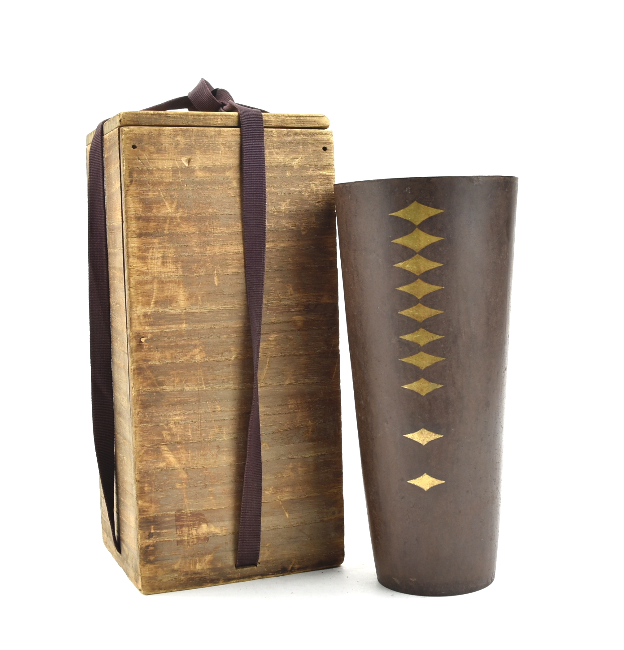 JAPANESE IRON VASE W/ GOLD