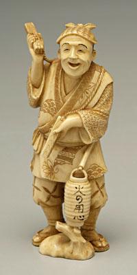 Japanese ivory okimono , carving of