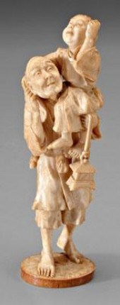 Japanese ivory okimono, finely