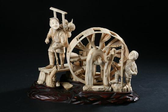 JAPANESE IVORY OKIMONO OF TWO MEN