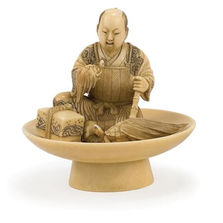 Japanese Ivory Okimono 	 