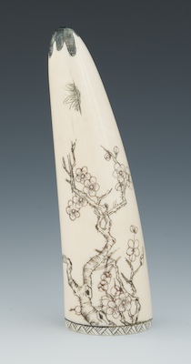 Japanese Ivory Scrimshaw Tusk tip